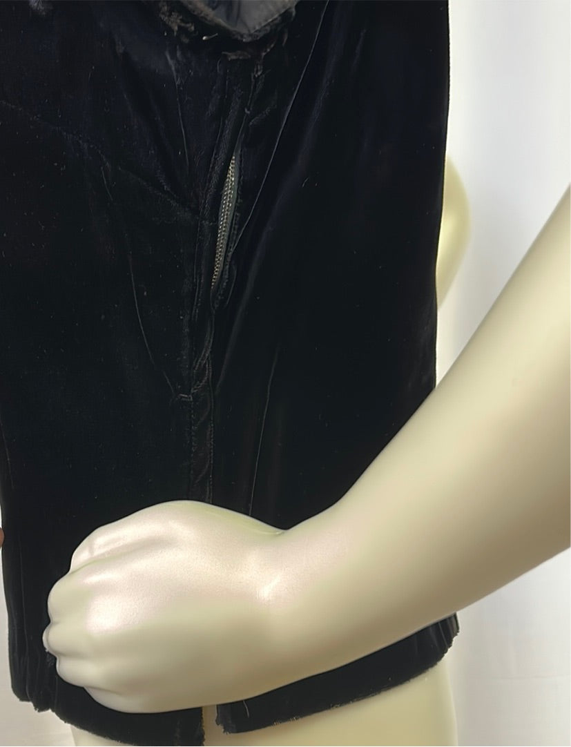 Short Sleeve Black Velour Top