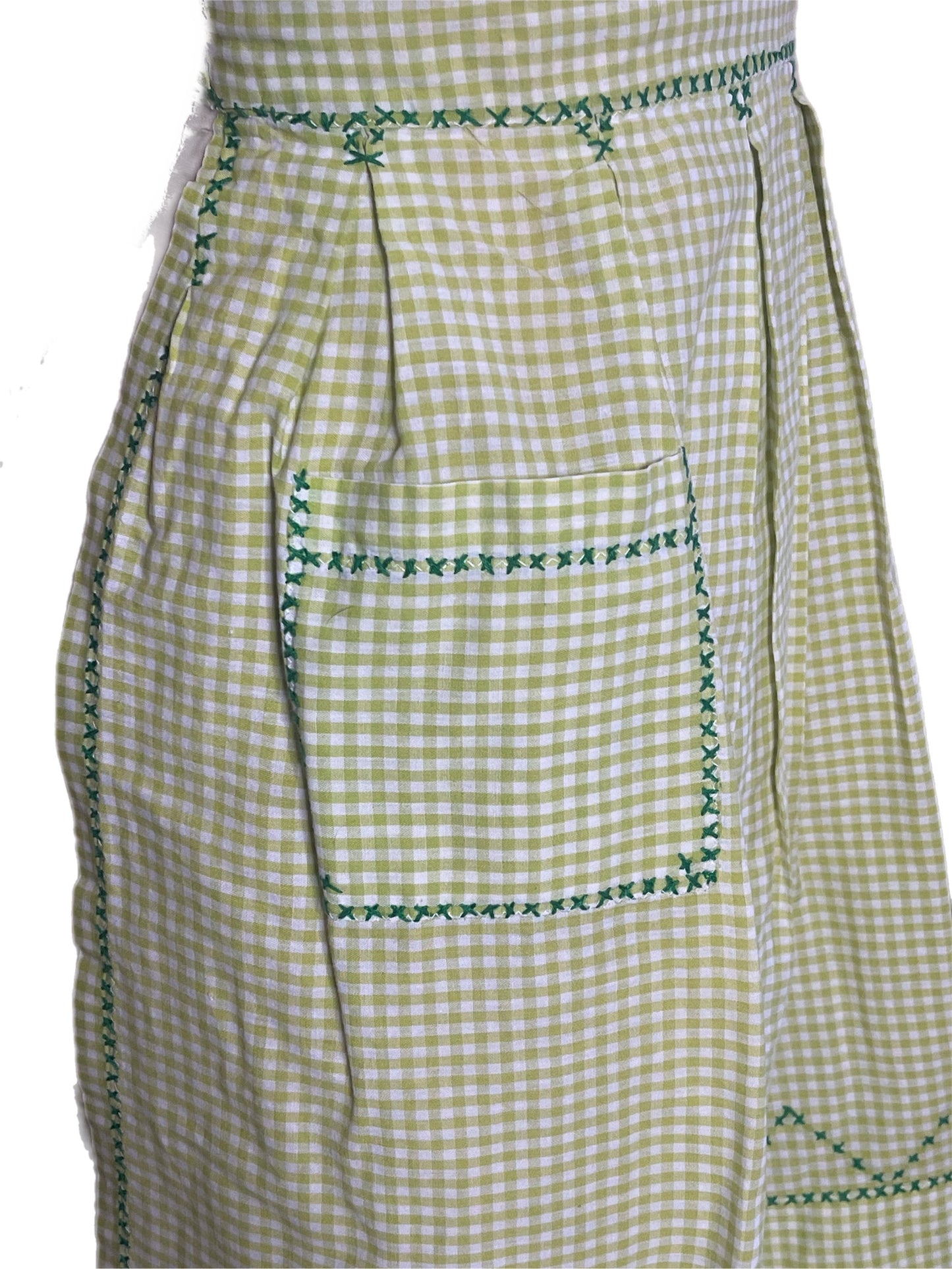 Green Gingham Kitchen Apron