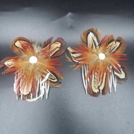 Chapmans feather hair clips set of 2
