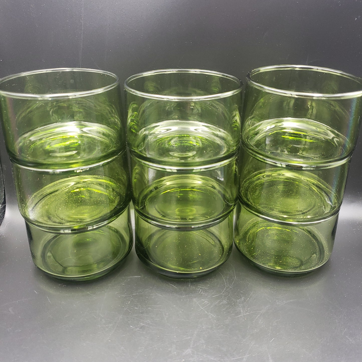Anchor Hocking Set of 3 Stackable Green Tumblers