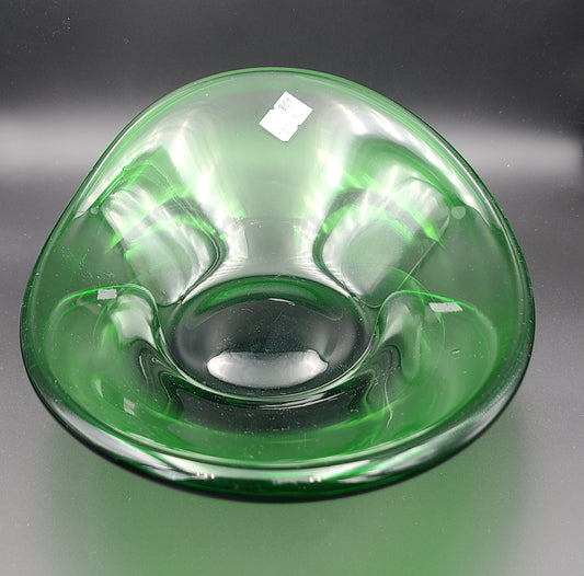 Abstract Vintage Green Glass Dish