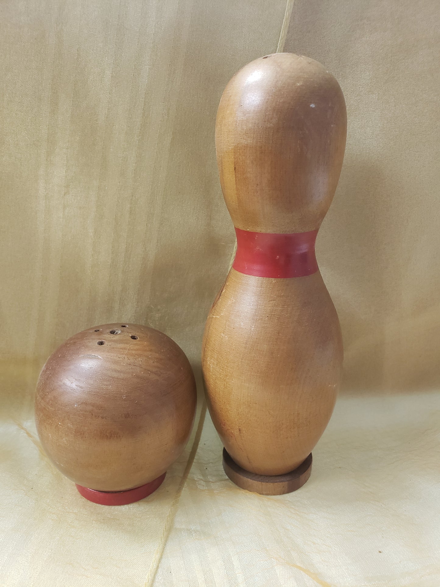 Wooden Bowling Ball and Pin Shaker Set