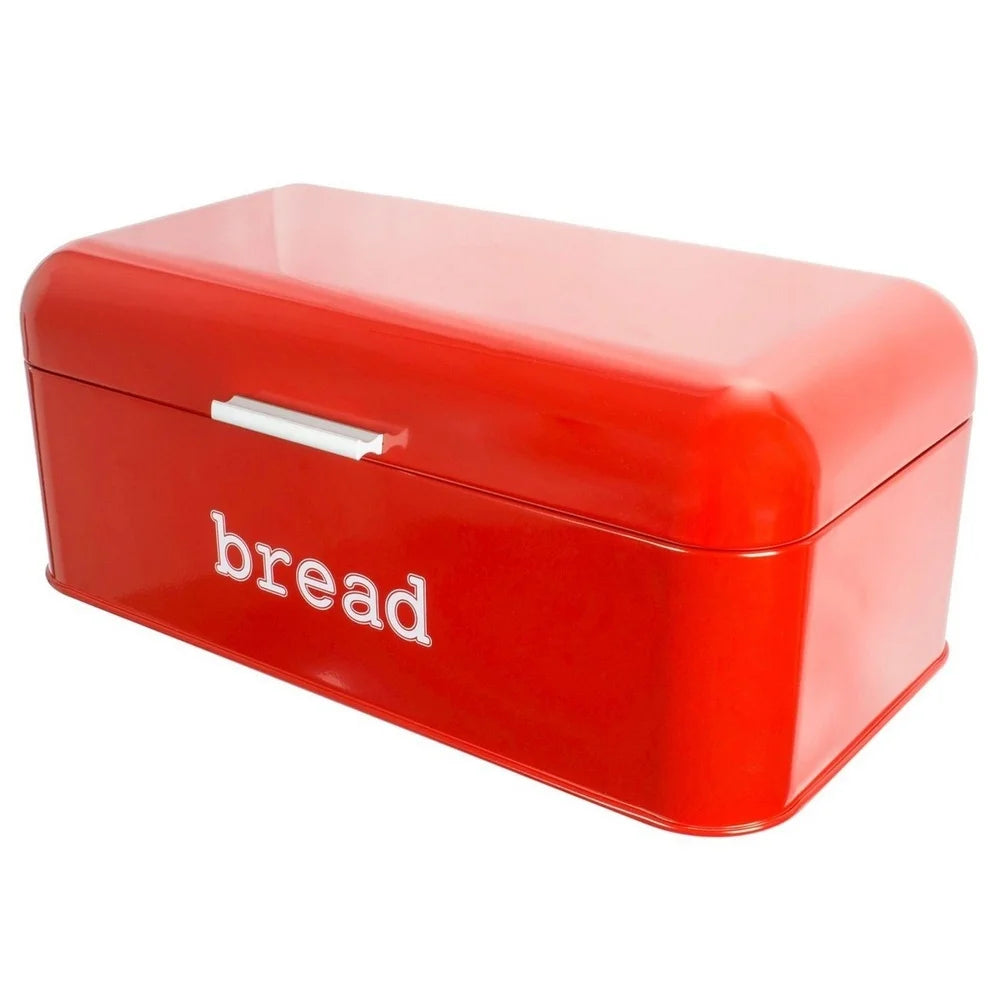 Stainless Steel Bread Box Storage Container for Kitchen Counter Loaves, Red