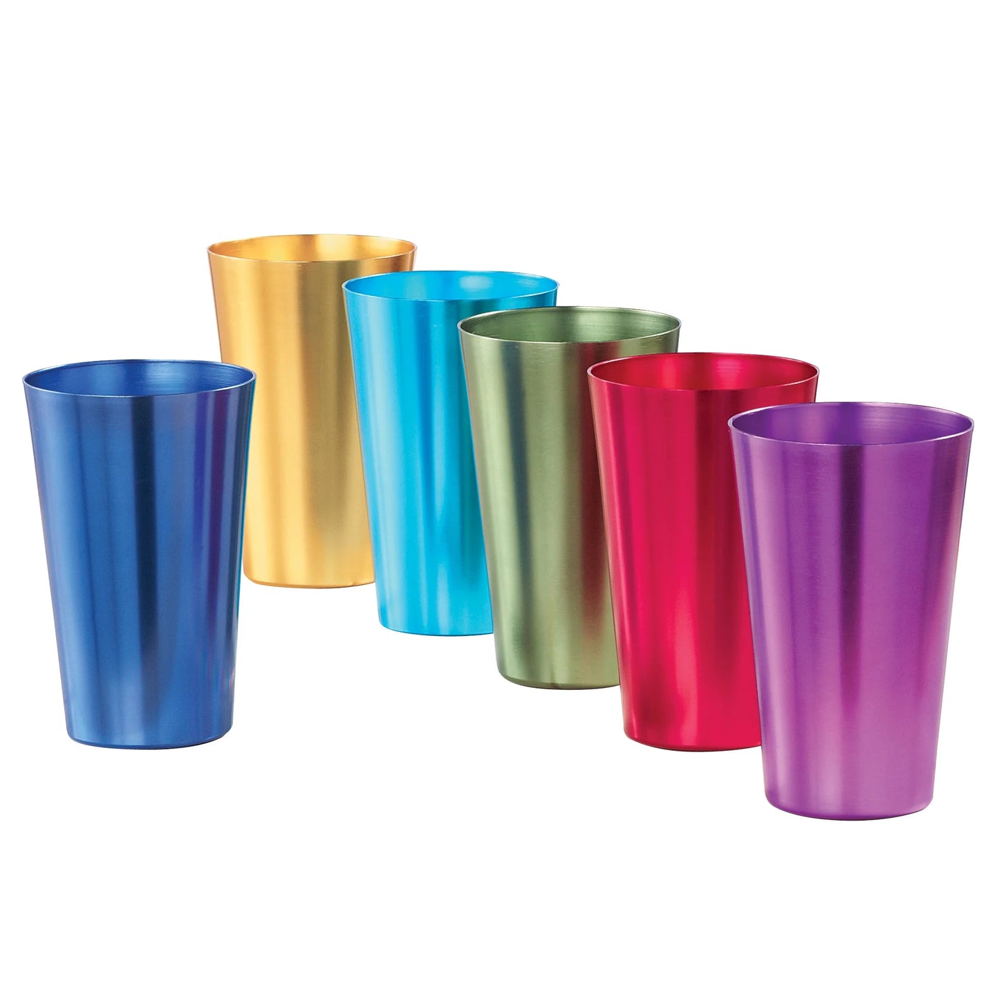 Colorful Retro Style Aluminum Rainbow Tumblers - Set of 6 - 4.13 X 3.15