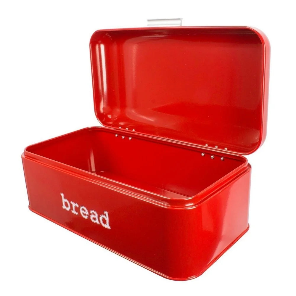 Stainless Steel Bread Box Storage Container for Kitchen Counter Loaves, Red