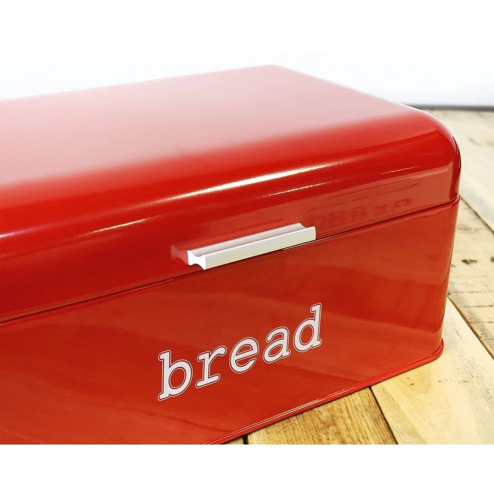 Stainless Steel Bread Box Storage Container for Kitchen Counter Loaves, Red