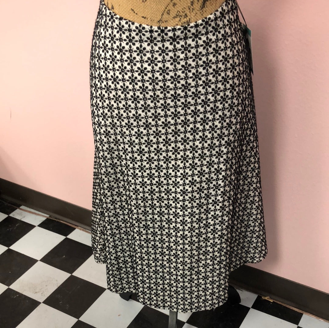 White skirt with Black Embroidered Design