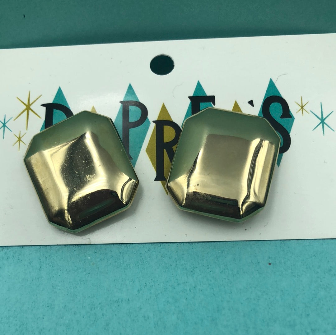 Gold Square Clip on Earrings