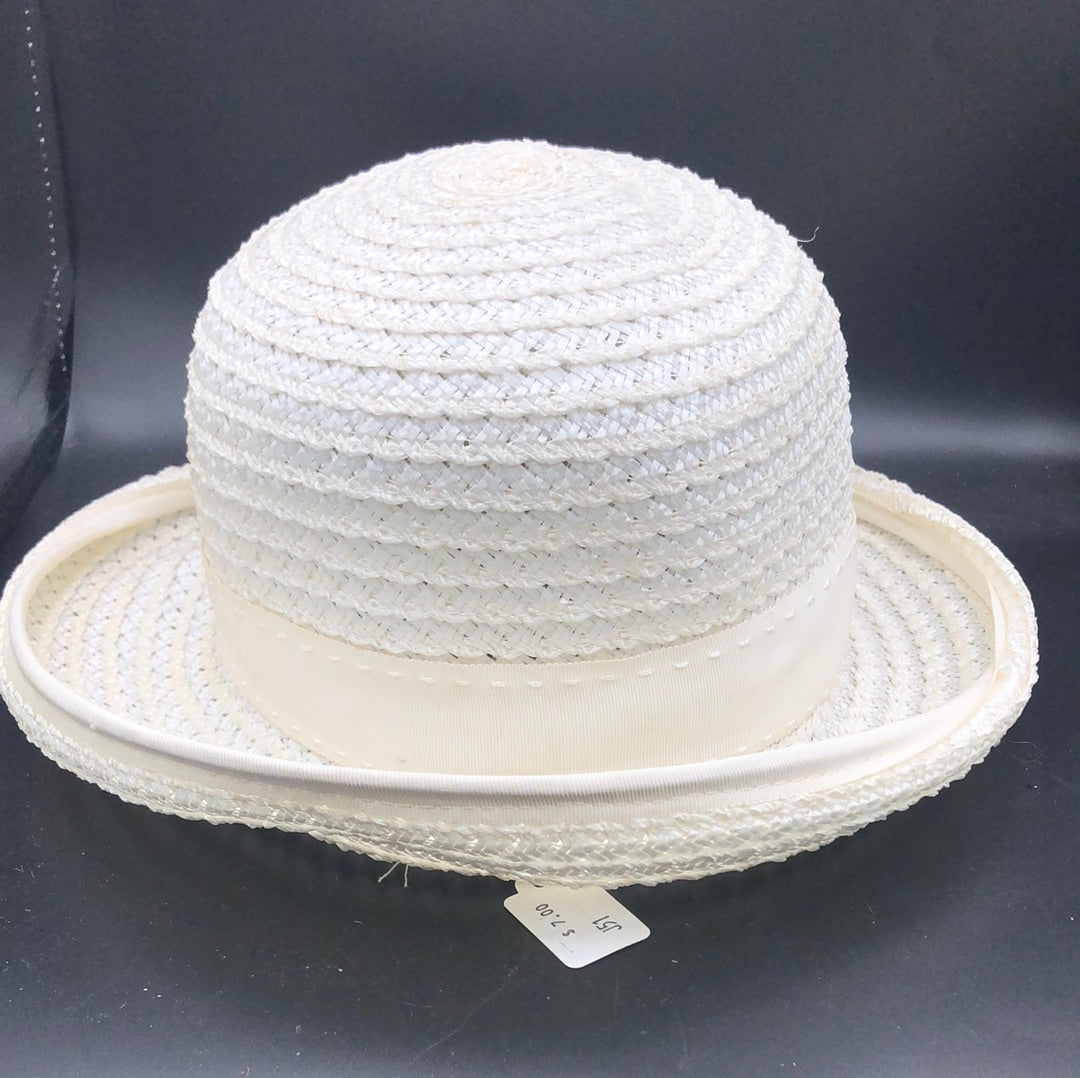 White Woven with Gro grain Ribbon Band