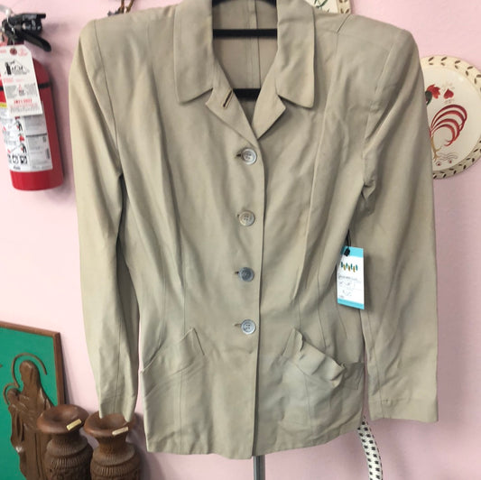 Khaki fitted Rayon Blazer