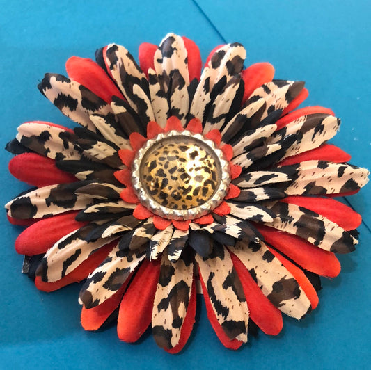 Brown and Red Leopard Hair Flower