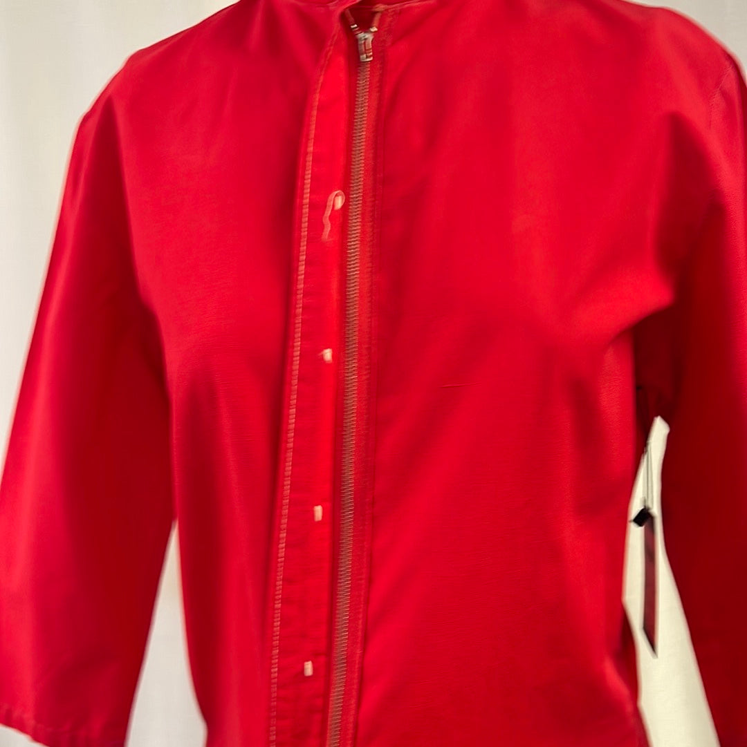Red Zip Front Blouse