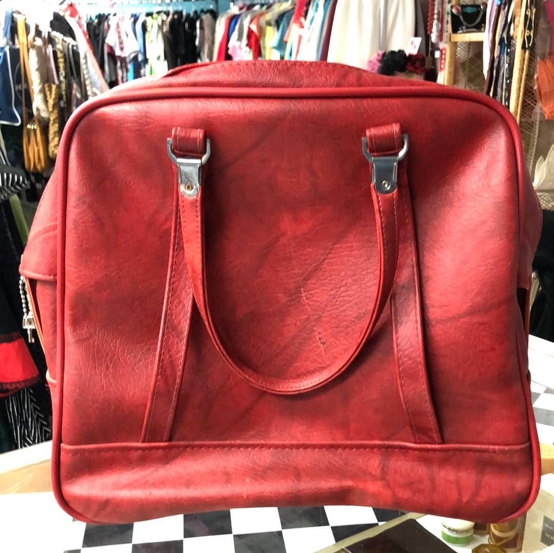 American Tourister Red Leather carry on tote