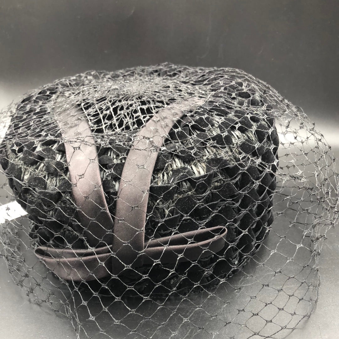 Black velvet hat with Black netting