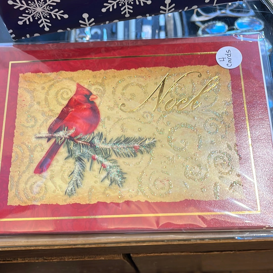 4 pack of cardinal holiday cards