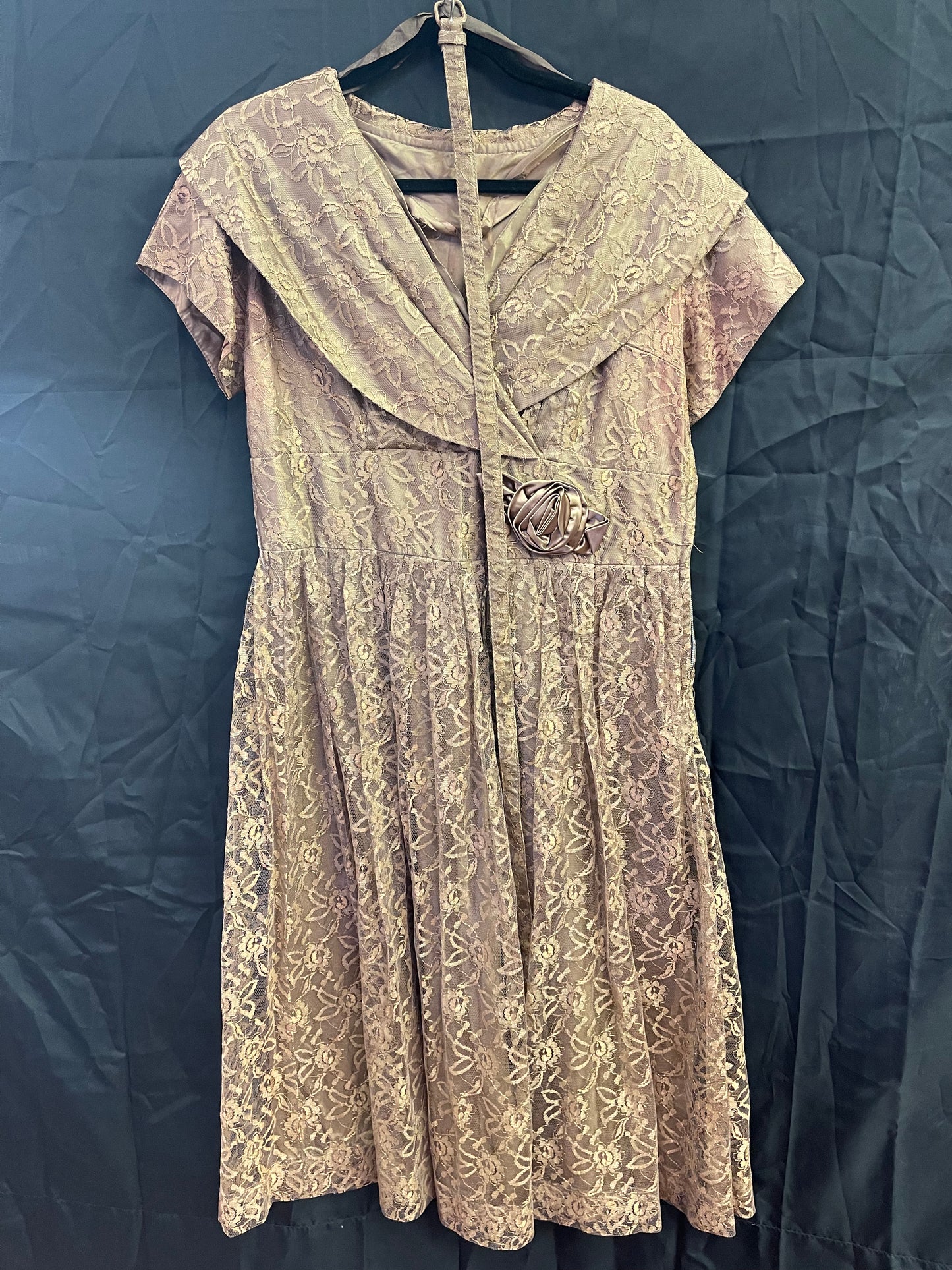 50s Chocolate Brown Lace Fit & Flare Dress