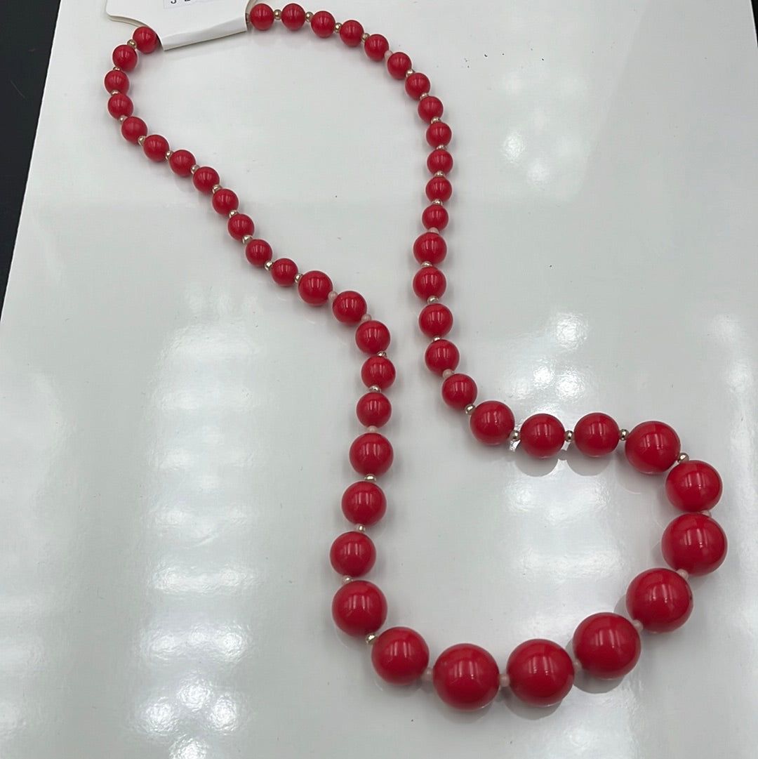 24” Red graduated bead necklace