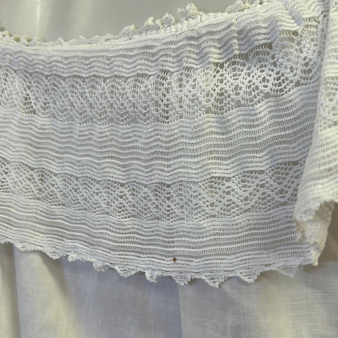 70s Ruffled White Peasant Top