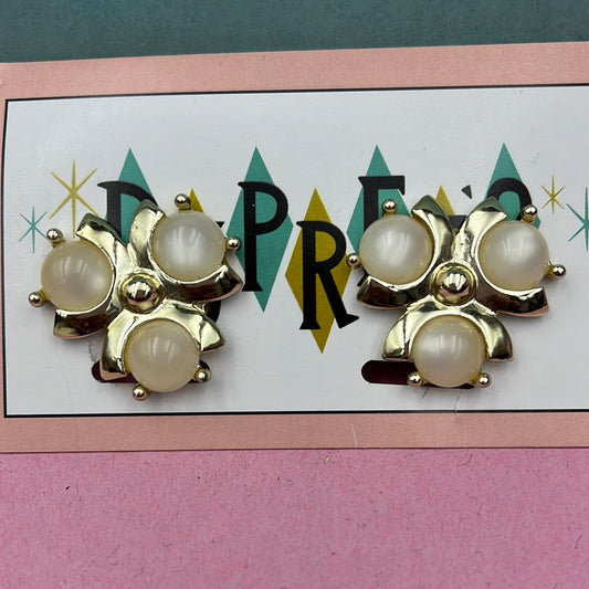 White and Gold clip on earring
