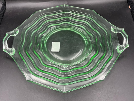 Vaseline Green Glass Platter