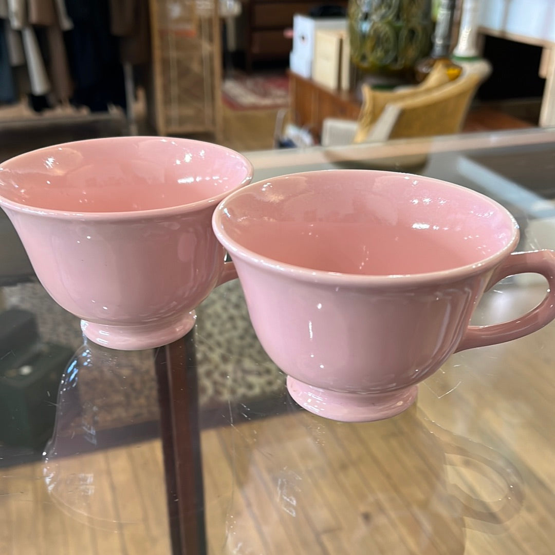 Pink pastel Sugar, Creamer, Bowl and 2 Teacups