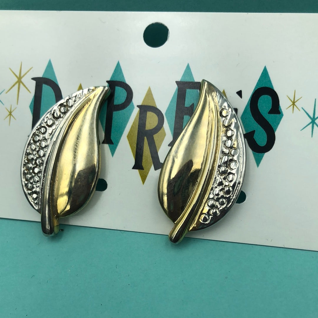 Gold leaf clip on earrings