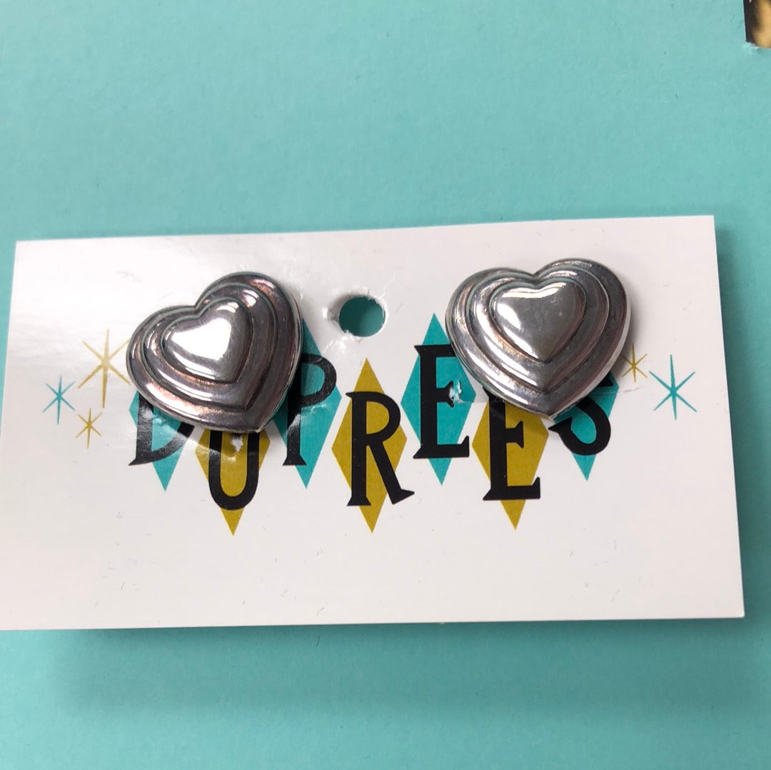 Silver Heart Clip on earrings