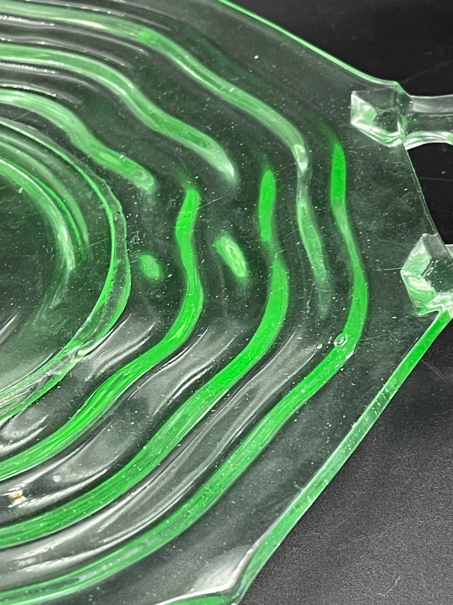 Vaseline Green Glass Platter