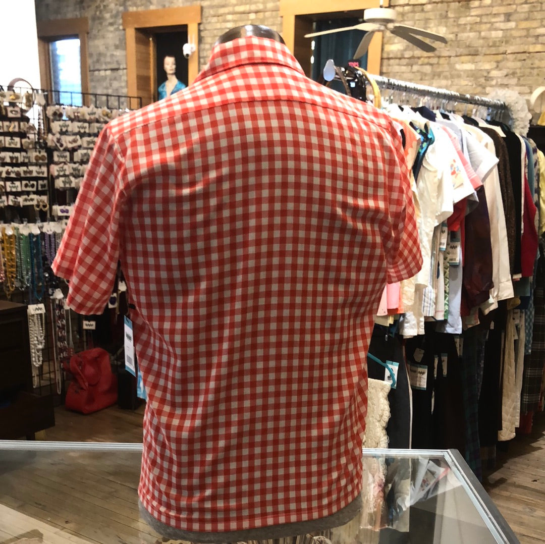Red and White check short sleeve shirt