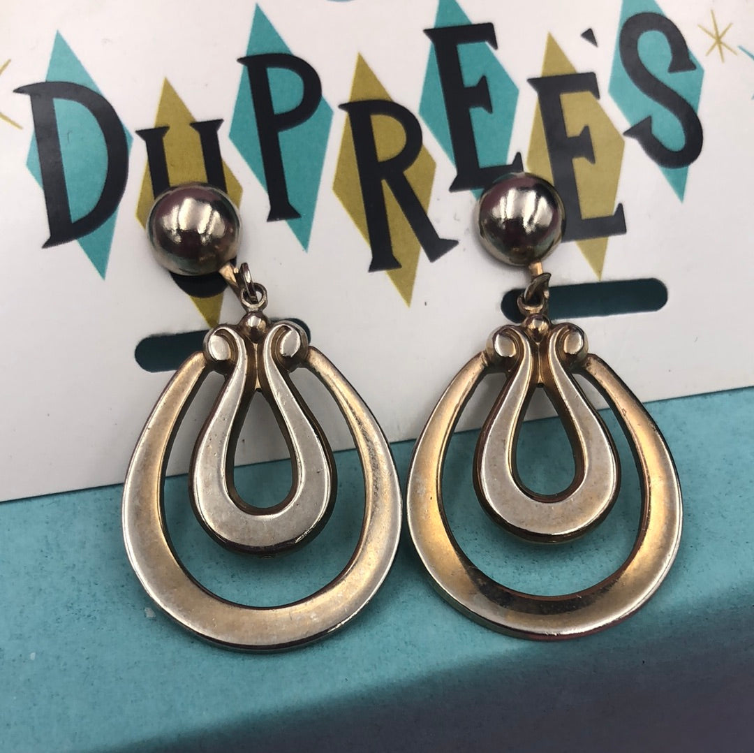 Gold dangle clip on earrings