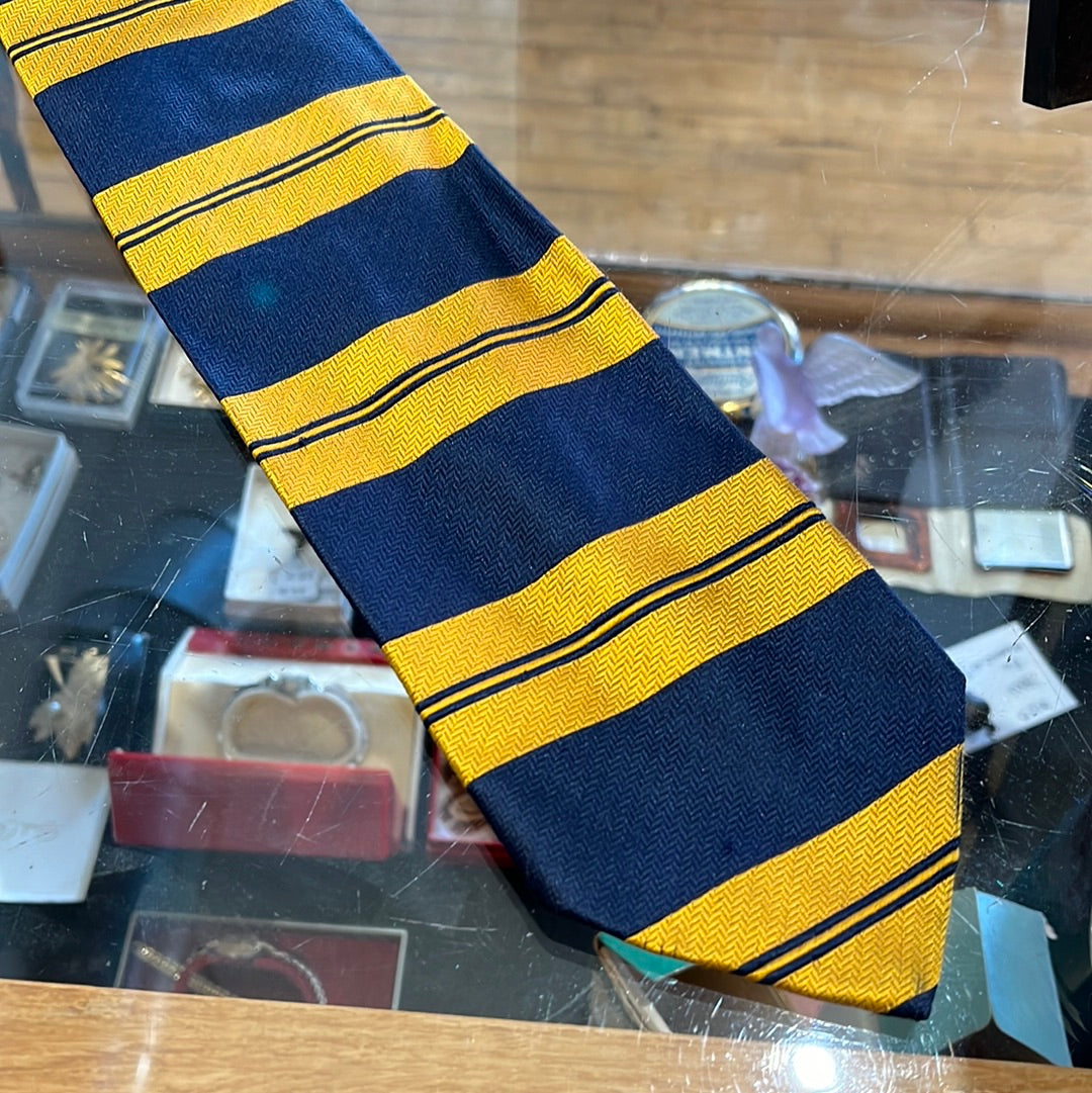 Gold and Navy horizontal stripe tie