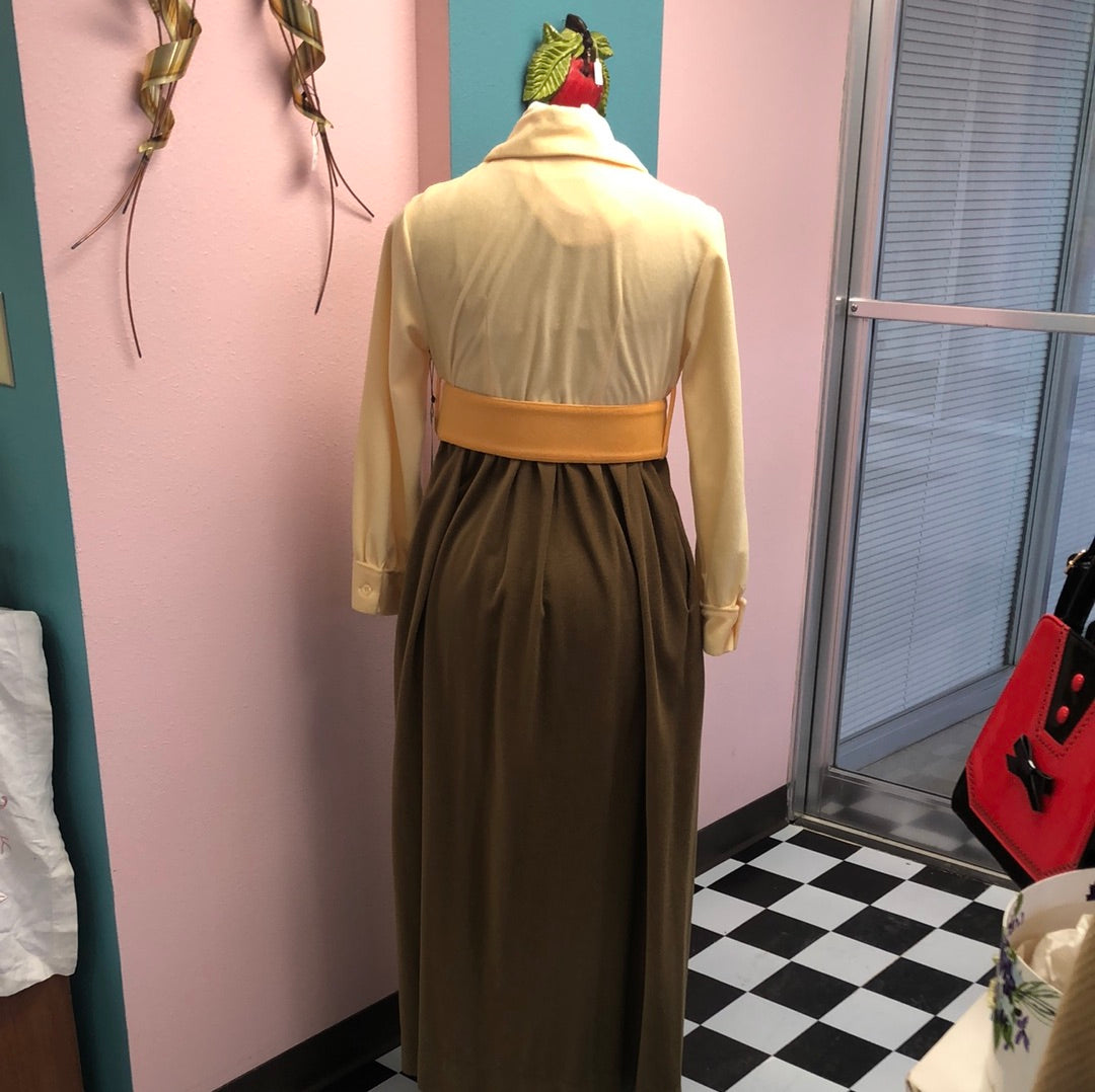 Yellow & Brown Full Length Dress