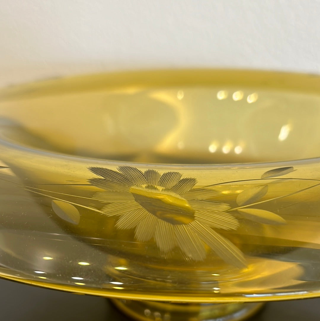 Yellow Glass Centerpiece Bowl