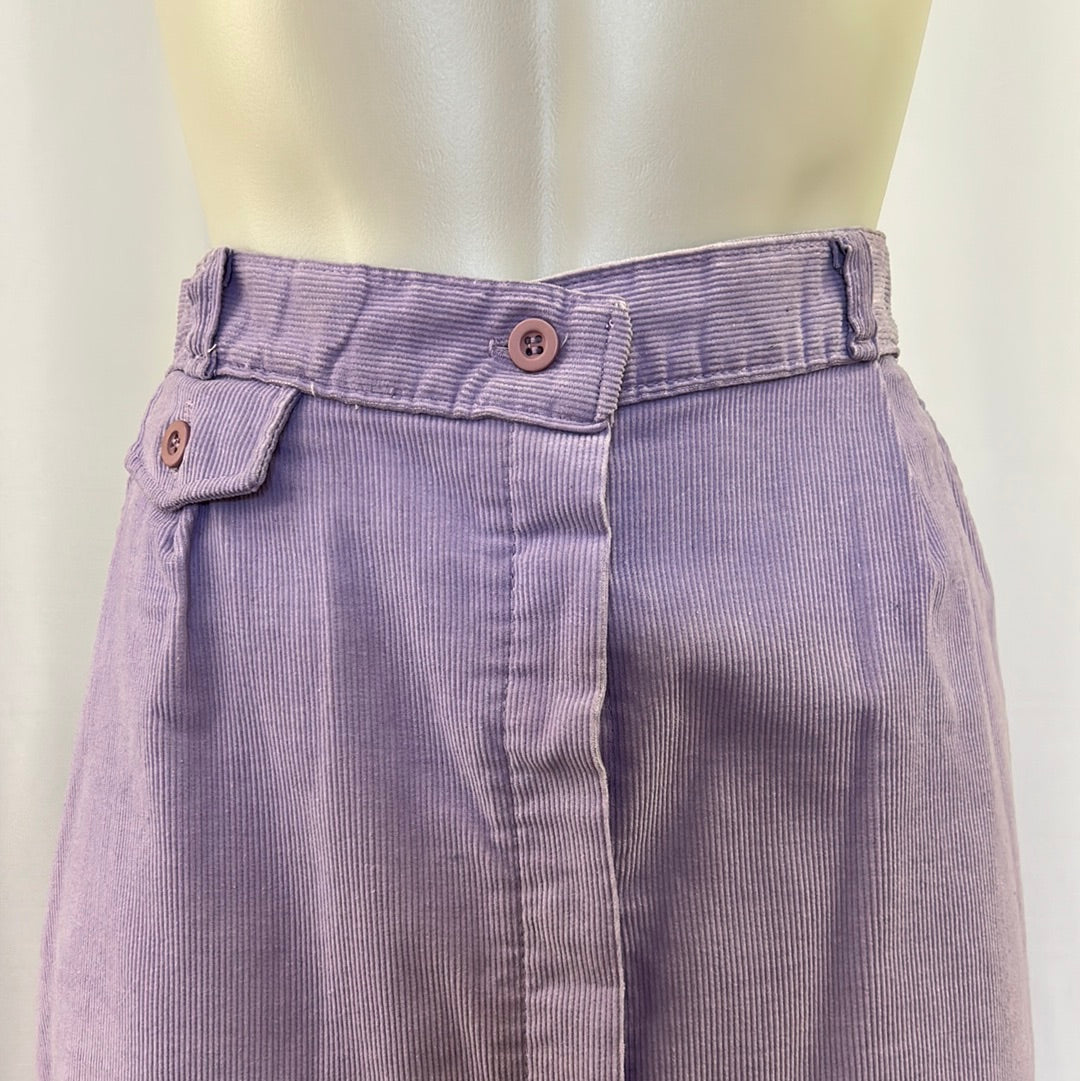 Women’s Lavender Corduroy Button-up Skirt