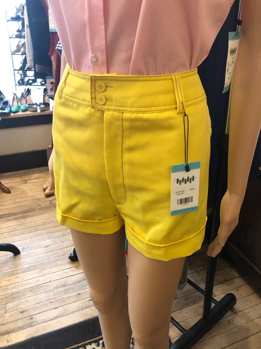 Bright Yellow Polyester Shorts