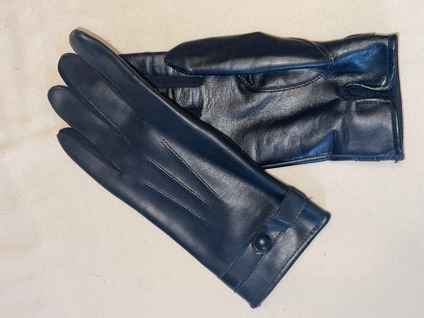 Black Faux Leather Driving Gloves