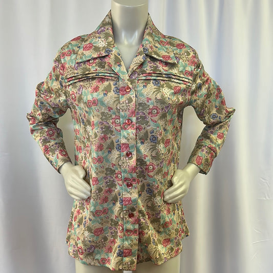 70s Multi Colored Floral Blouse