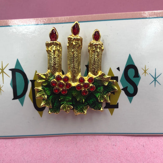 Christmas candle lapel pin
