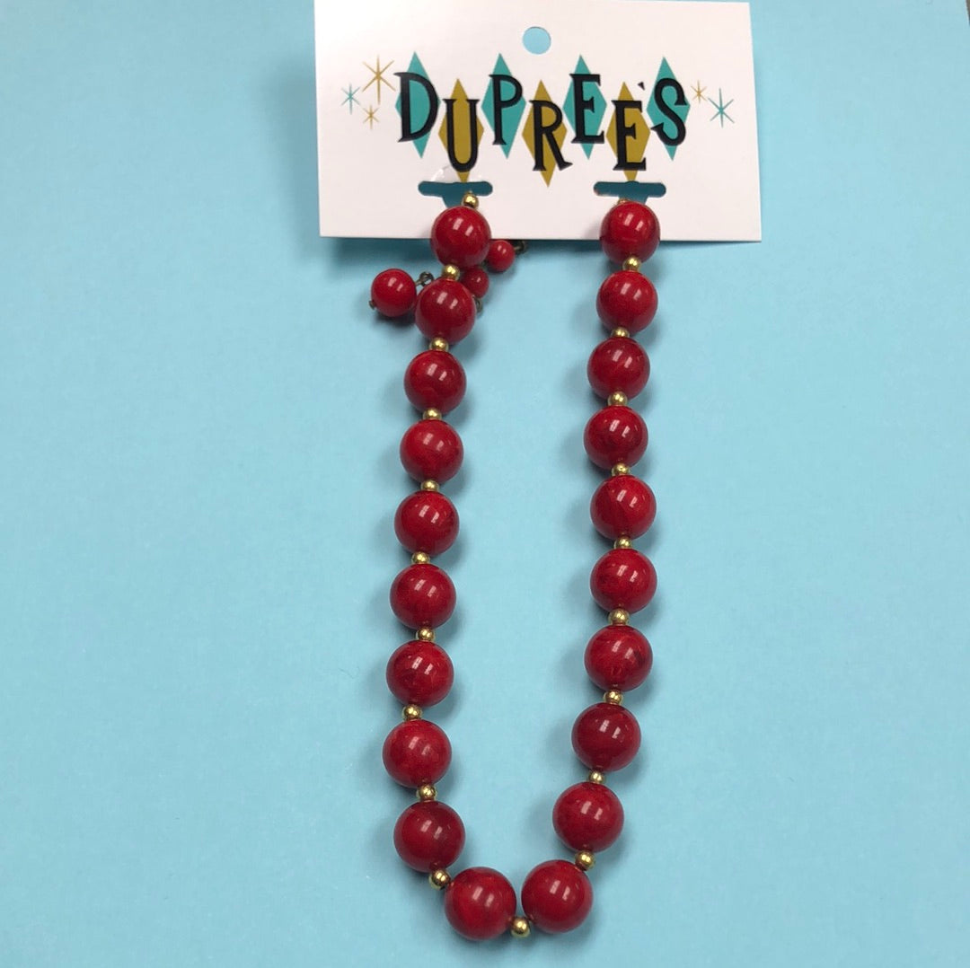 Red Round bead necklace