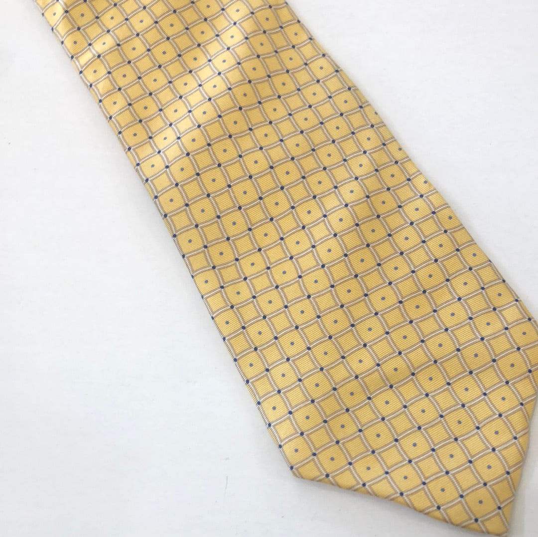 Yellow tie with grid pattern