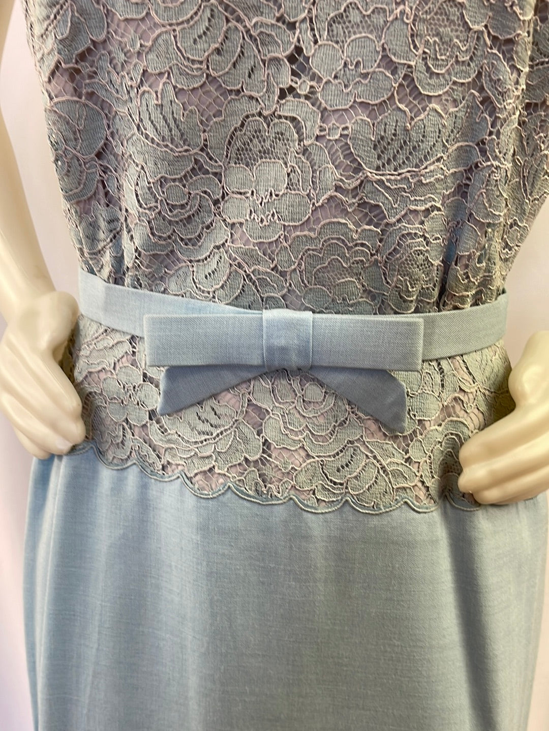 Blue & Lilac Dress With Decorative Belt
