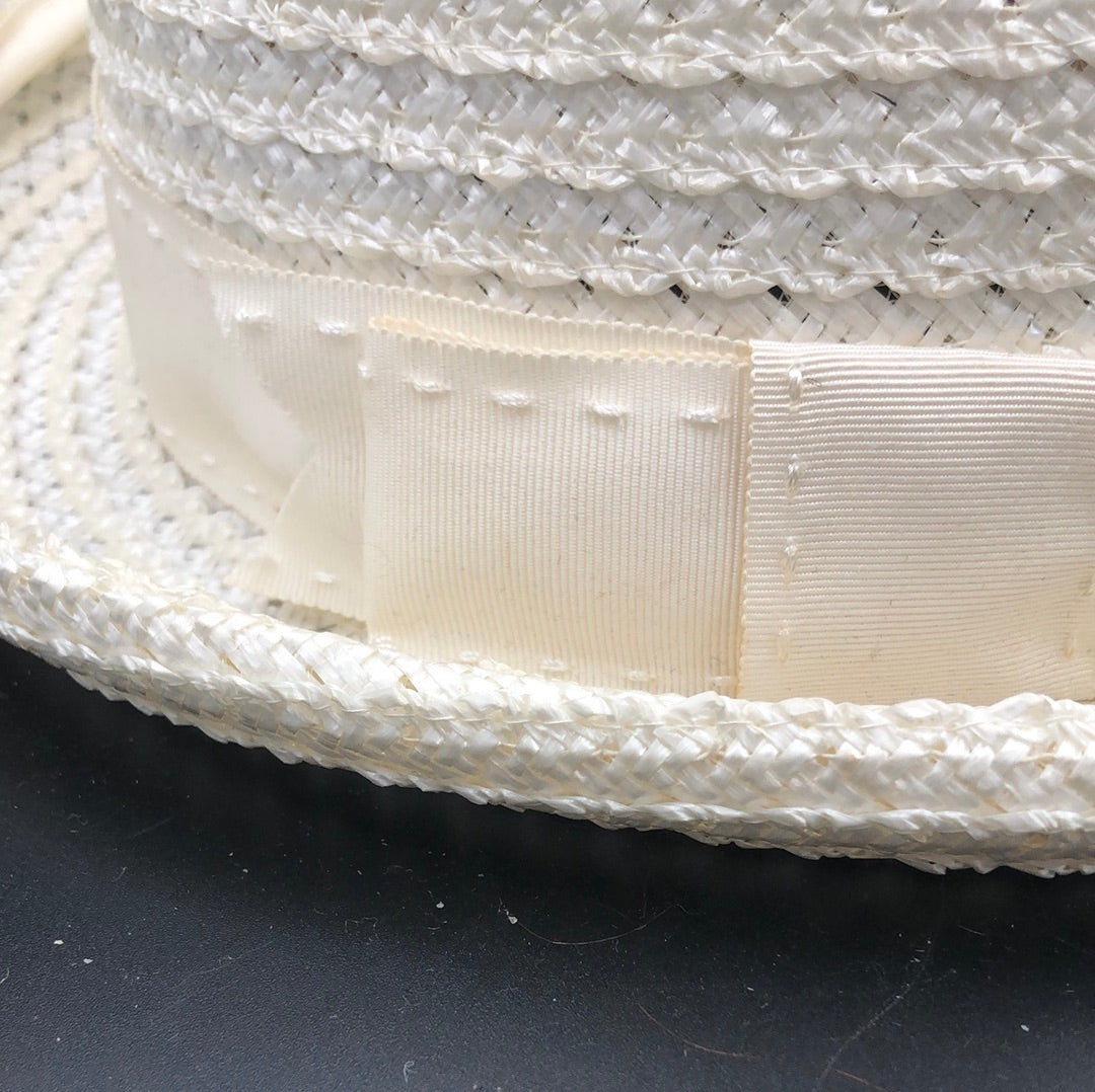 White Woven with Gro grain Ribbon Band