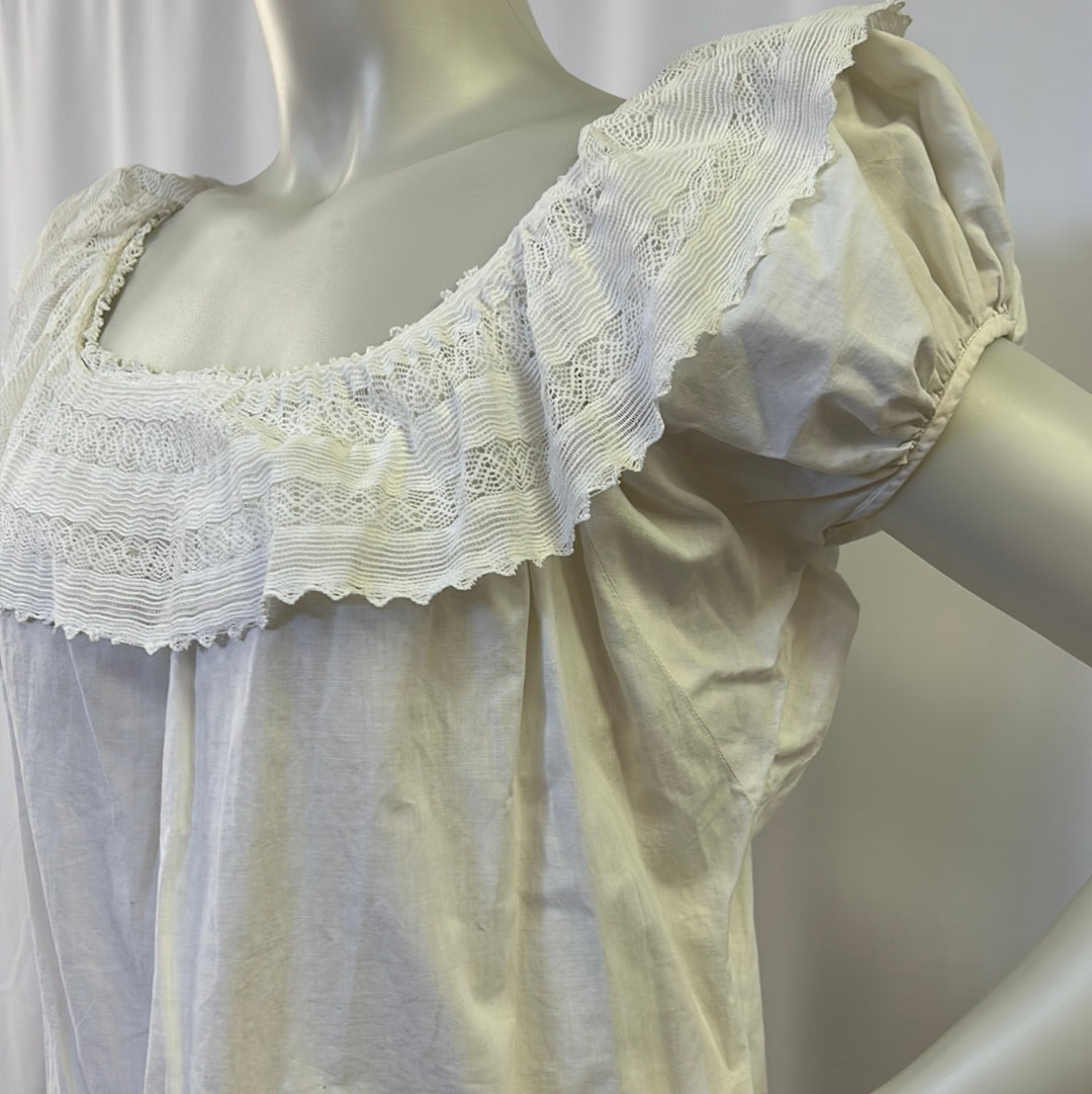 70s Ruffled White Peasant Top