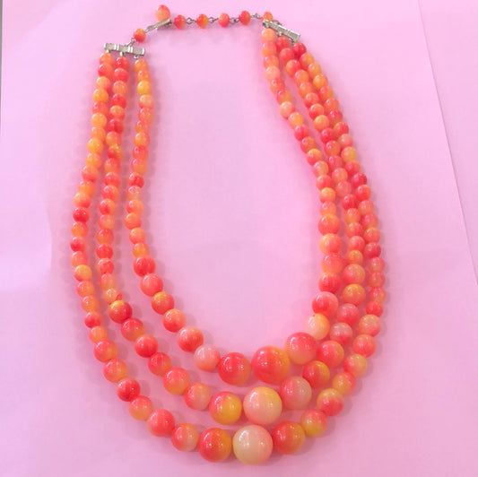 Orange 3 row necklace