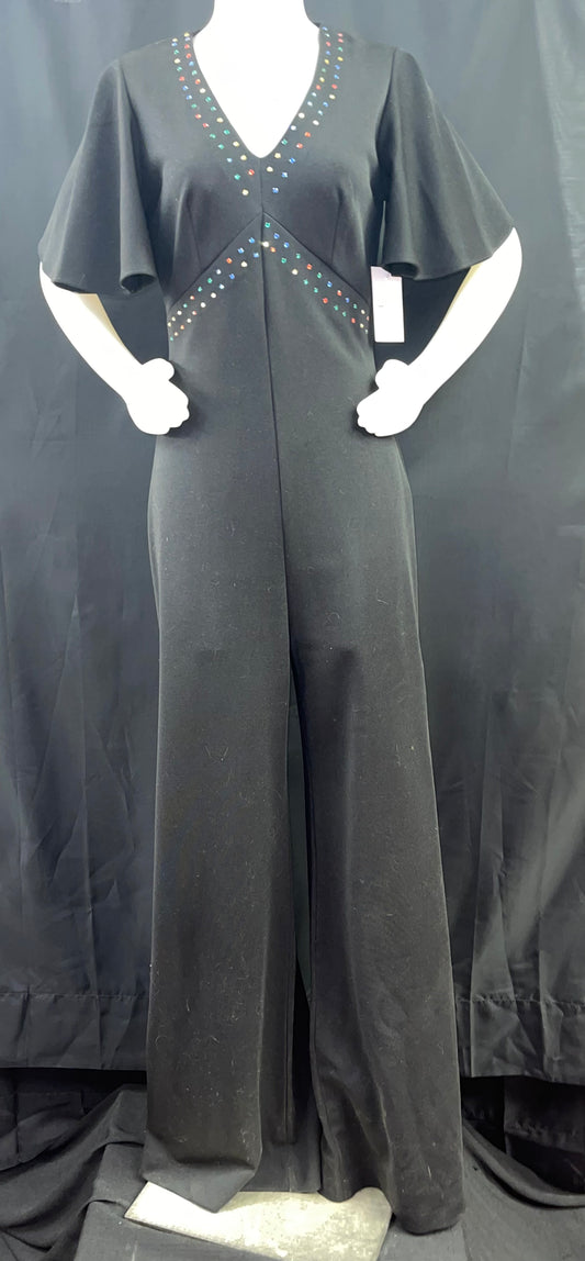 70s Black Jumpsuit with Rhinestones