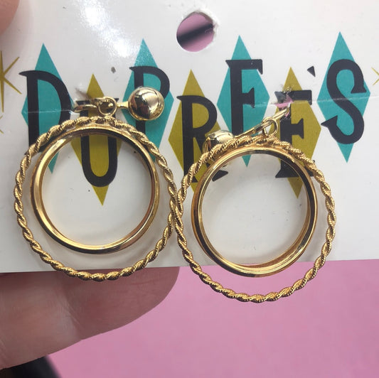 Gold Ring Dangle clip on earrings