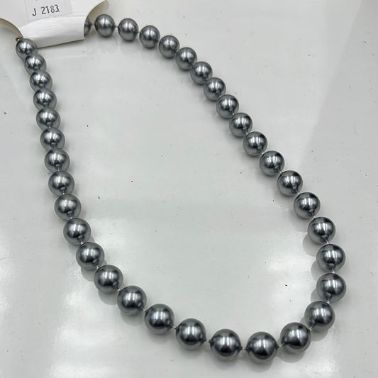 18” Grey metallic round bead necklace