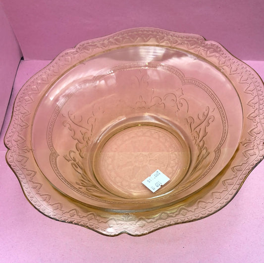 Round Amber Depression Glass Bowl