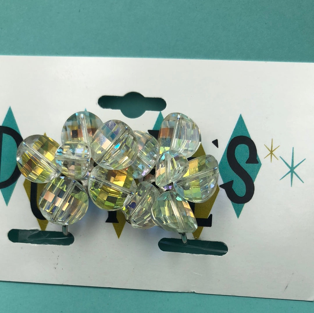 Crystal flower shaped clip on earrings