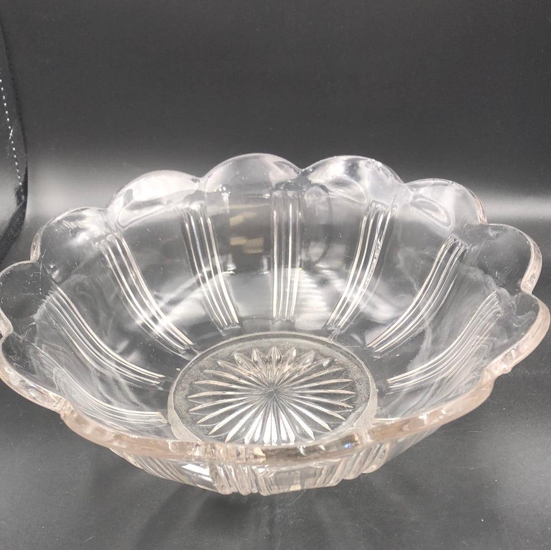 Clear Glass Bowl with Scalloped edge